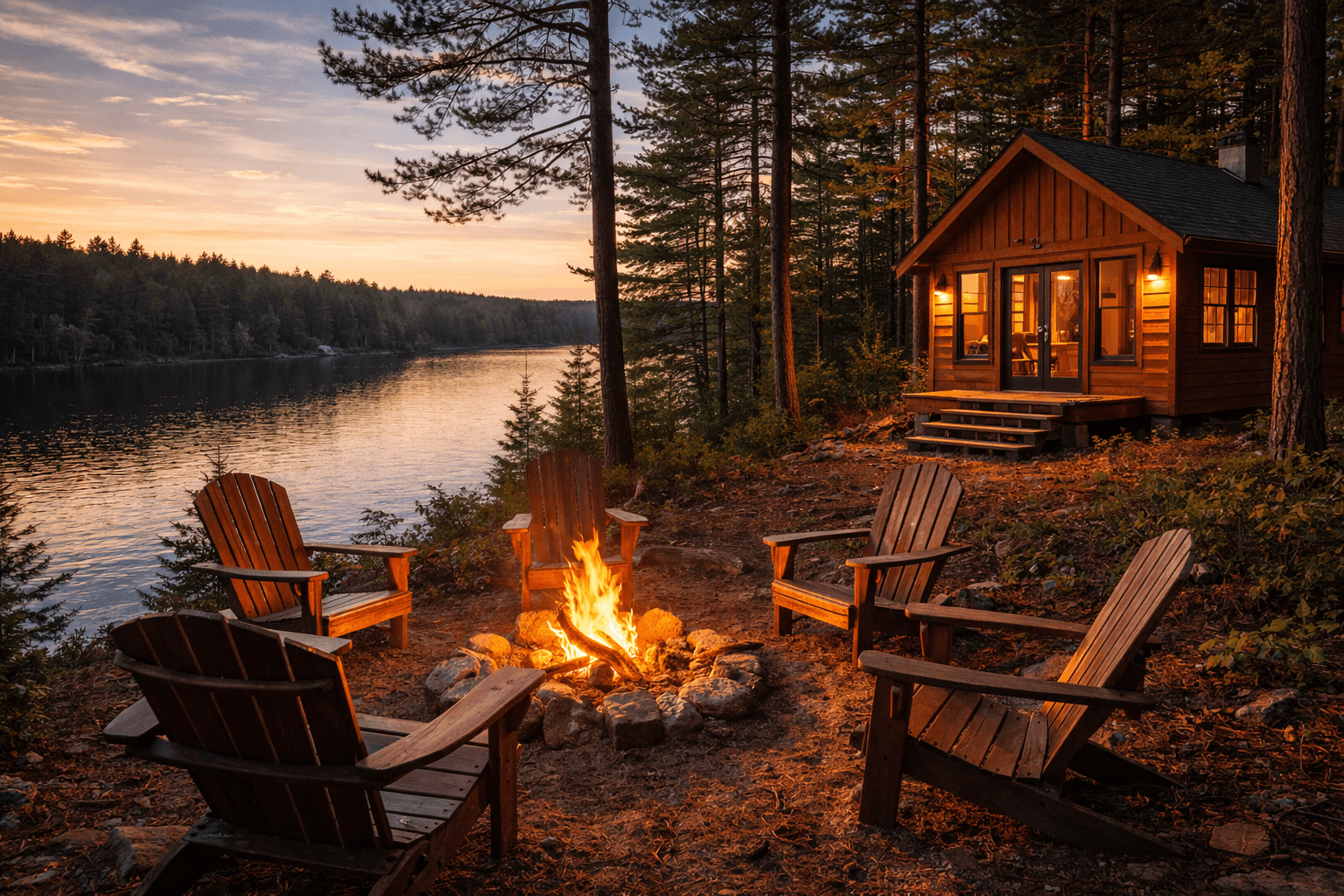 Campfire gathering at Ode'imini Resort